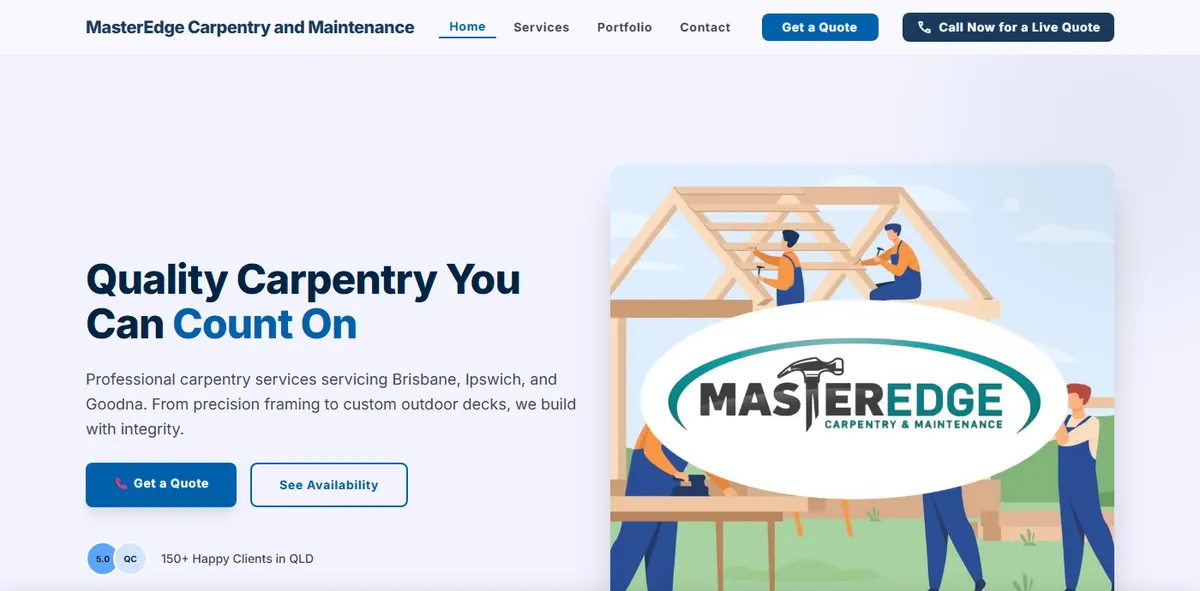 Master Edge Carpentry website homepage